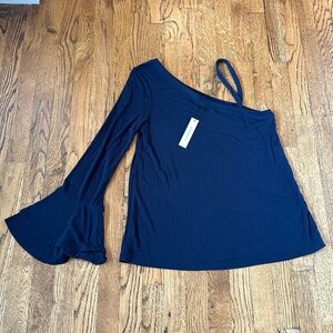 Sanctuary, one sleeve black knit top L NWT